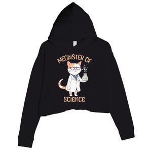 Meowster of Science Funny Lab Cat Laboratory Chemistry Crop Fleece Hoodie