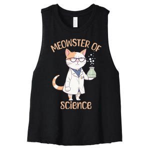 Meowster of Science Funny Lab Cat Laboratory Chemistry Women's Racerback Cropped Tank