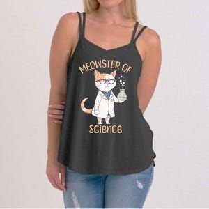 Meowster of Science Funny Lab Cat Laboratory Chemistry Women's Strappy Tank