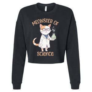 Meowster of Science Funny Lab Cat Laboratory Chemistry Cropped Pullover Crew