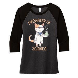 Meowster of Science Funny Lab Cat Laboratory Chemistry Women's Tri-Blend 3/4-Sleeve Raglan Shirt