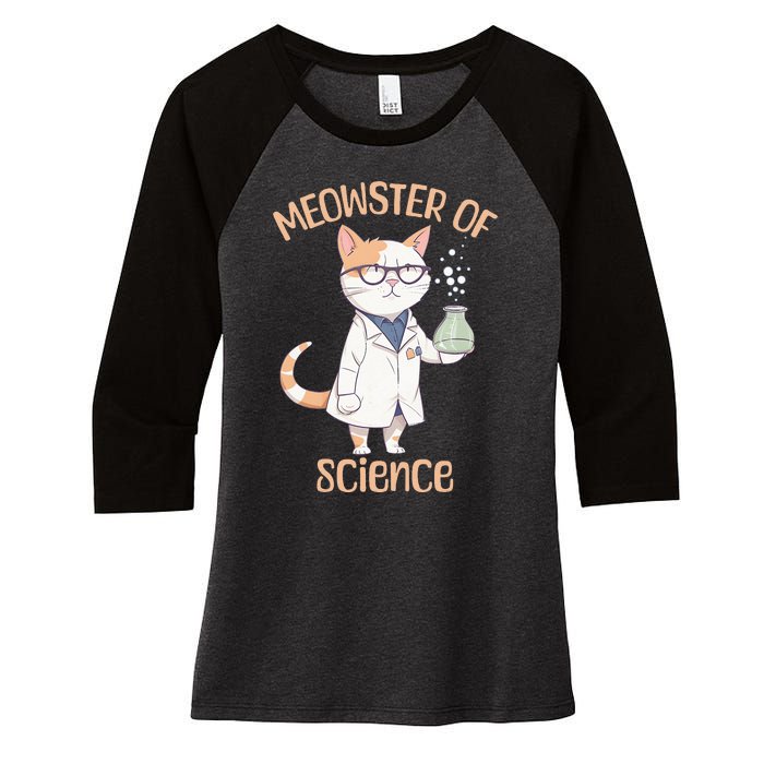 Meowster of Science Funny Lab Cat Laboratory Chemistry Women's Tri-Blend 3/4-Sleeve Raglan Shirt