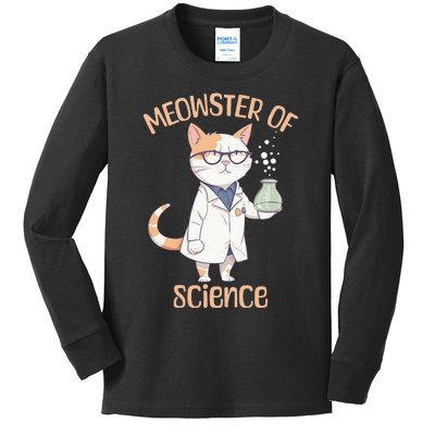 Meowster of Science Funny Lab Cat Laboratory Chemistry Kids Long Sleeve Shirt