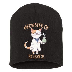 Meowster of Science Funny Lab Cat Laboratory Chemistry Short Acrylic Beanie