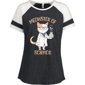 Meowster of Science Funny Lab Cat Laboratory Chemistry Enza Ladies Jersey Colorblock Tee