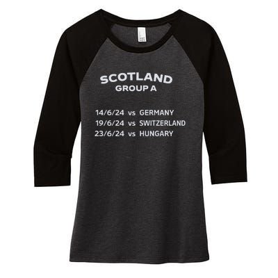 Memorabilia Of Scotland Euro Matches Women's Tri-Blend 3/4-Sleeve Raglan Shirt