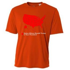 Map of States Where Trump is your President Funny Political Cooling Performance Crew T-Shirt