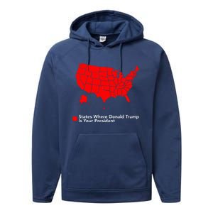 Map of States Where Trump is your President Funny Political Performance Fleece Hoodie