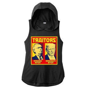 Moscow Mitch Moscow's Bitch Mitch Trump Traitors Ladies PosiCharge Tri-Blend Wicking Draft Hoodie Tank