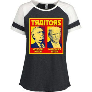 Moscow Mitch Moscow's Bitch Mitch Trump Traitors Enza Ladies Jersey Colorblock Tee