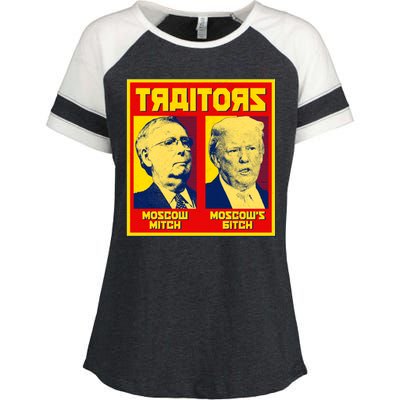 Moscow Mitch Moscow's Bitch Mitch Trump Traitors Enza Ladies Jersey Colorblock Tee