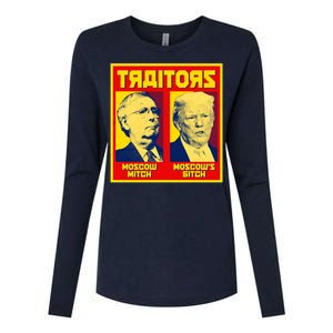 Moscow Mitch Moscow's Bitch Mitch Trump Traitors Womens Cotton Relaxed Long Sleeve T-Shirt