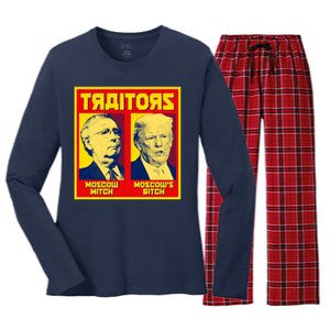 Moscow Mitch Moscow's Bitch Mitch Trump Traitors Women's Long Sleeve Flannel Pajama Set 