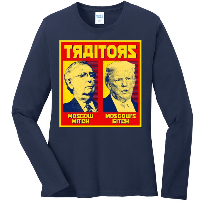 Moscow Mitch Moscow's Bitch Mitch Trump Traitors Ladies Long Sleeve Shirt