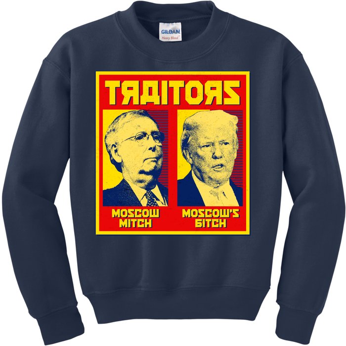 Moscow Mitch Moscow's Bitch Mitch Trump Traitors Kids Sweatshirt