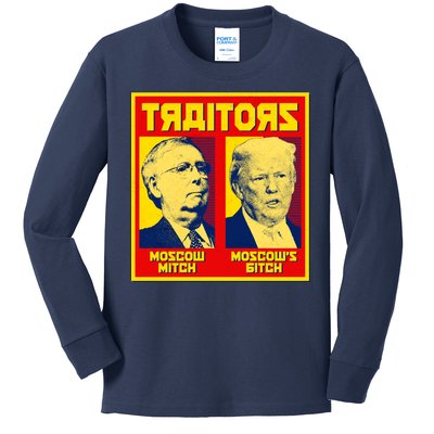 Moscow Mitch Moscow's Bitch Mitch Trump Traitors Kids Long Sleeve Shirt