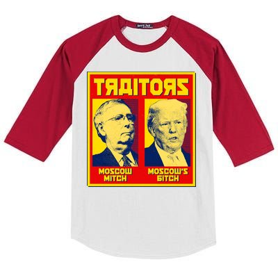 Moscow Mitch Moscow's Bitch Mitch Trump Traitors Kids Colorblock Raglan Jersey