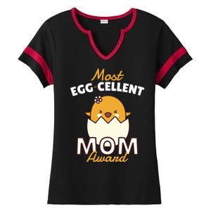 Most Eggcellent Mom Award Ladies Halftime Notch Neck Tee