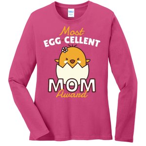 Most Eggcellent Mom Award Ladies Long Sleeve Shirt