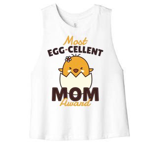 Most Eggcellent Mom Award Women's Racerback Cropped Tank