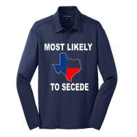 Most Likely To Secede Texas Silk Touch Performance Long Sleeve Polo