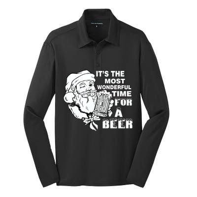 Most Wonderful Time For A Beer Silk Touch Performance Long Sleeve Polo