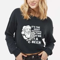 Most Wonderful Time For A Beer Cropped Pullover Crew
