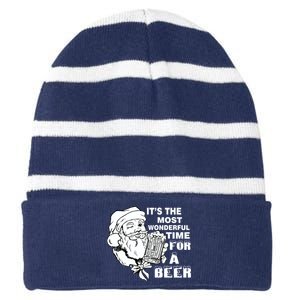 Most Wonderful Time For A Beer Striped Beanie with Solid Band