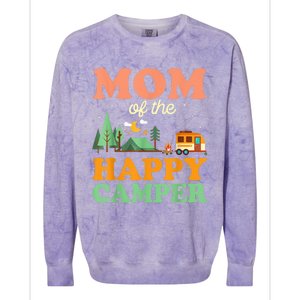 Mom Of The Happy Camper Shirt Wo 1st Bday Camping Trip Colorblast Crewneck Sweatshirt