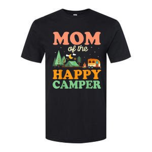 Mom Of The Happy Camper Shirt Wo 1st Bday Camping Trip Softstyle CVC T-Shirt