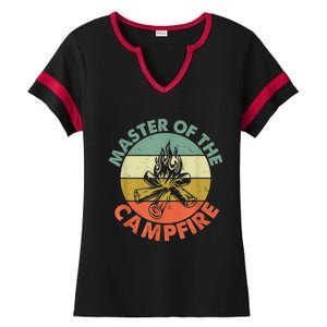 Master Of The Campfire Dad Camping Camping Dad Gift Ladies Halftime Notch Neck Tee