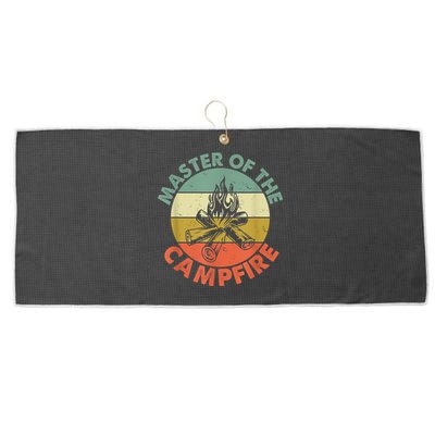 Master Of The Campfire Dad Camping Camping Dad Gift Large Microfiber Waffle Golf Towel