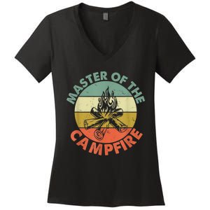 Master Of The Campfire Dad Camping Camping Dad Gift Women's V-Neck T-Shirt