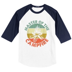 Master Of The Campfire Dad Camping Camping Dad Gift Baseball Sleeve Shirt