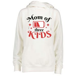 Mom Of Three Kids Battery Low Womens Funnel Neck Pullover Hood