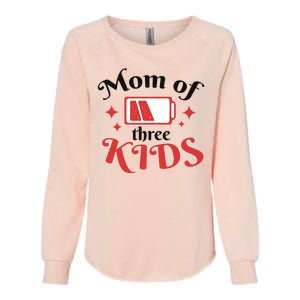 Mom Of Three Kids Battery Low Womens California Wash Sweatshirt