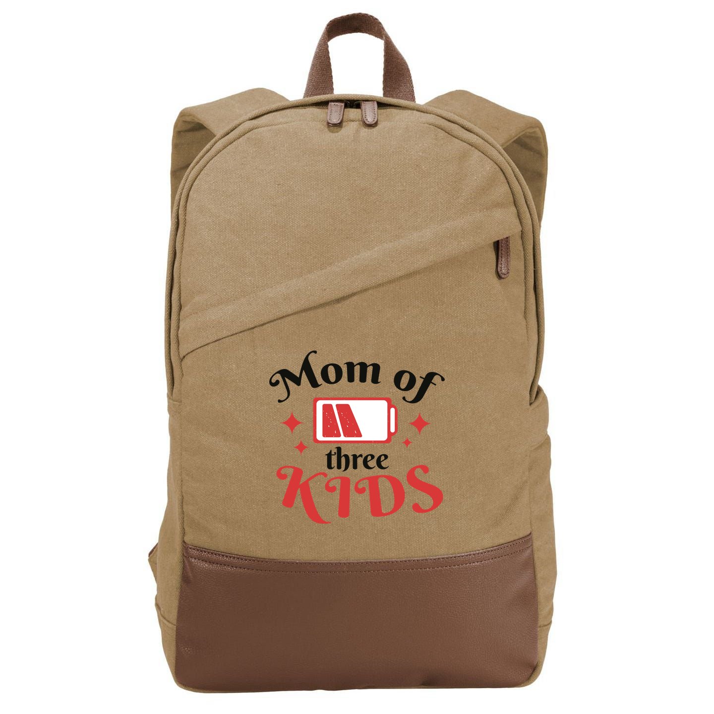 Mom Of Three Kids Battery Low Cotton Canvas Backpack