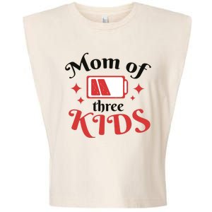 Mom Of Three Kids Battery Low Garment-Dyed Women's Muscle Tee