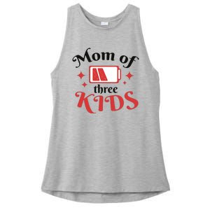 Mom Of Three Kids Battery Low Ladies PosiCharge Tri-Blend Wicking Tank