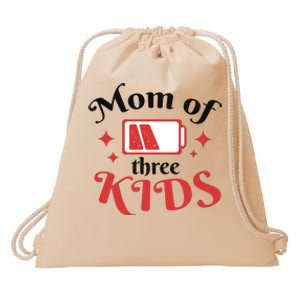 Mom Of Three Kids Battery Low Drawstring Bag