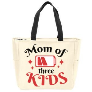 Mom Of Three Kids Battery Low Zip Tote Bag