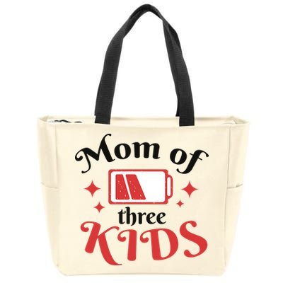 Mom Of Three Kids Battery Low Zip Tote Bag