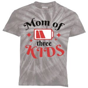 Mom Of Three Kids Battery Low Kids Tie-Dye T-Shirt