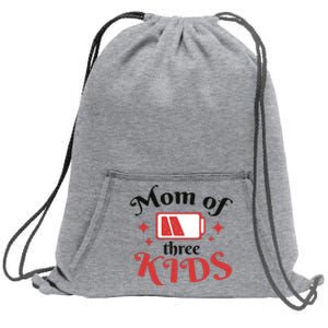 Mom Of Three Kids Battery Low Sweatshirt Cinch Pack Bag