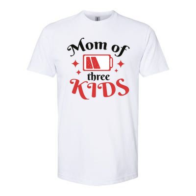 Mom Of Three Kids Battery Low Softstyle® CVC T-Shirt