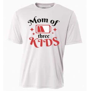 Mom Of Three Kids Battery Low Cooling Performance Crew T-Shirt