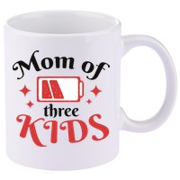 Mom Of Three Kids Battery Low 11oz C Handle Ceramic Mug