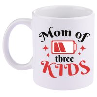 Mom Of Three Kids Battery Low 11oz C Handle Ceramic Mug