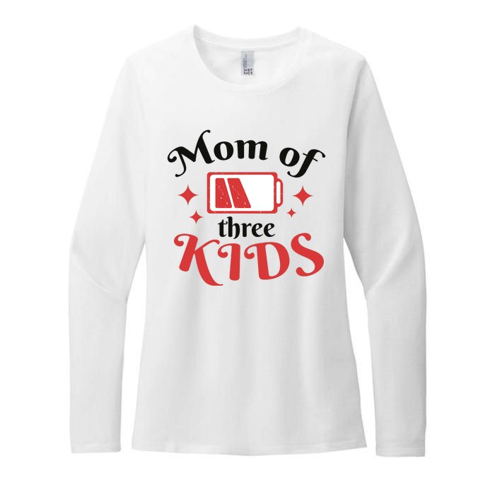 Mom Of Three Kids Battery Low Womens CVC Long Sleeve Shirt