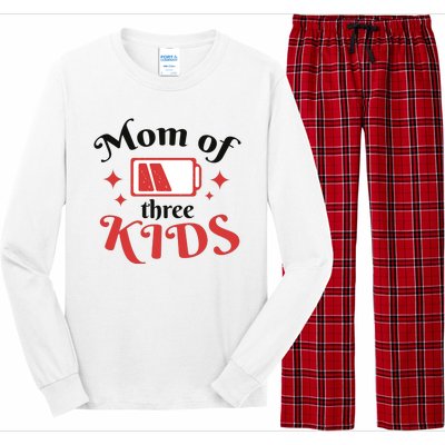 Mom Of Three Kids Battery Low Long Sleeve Pajama Set